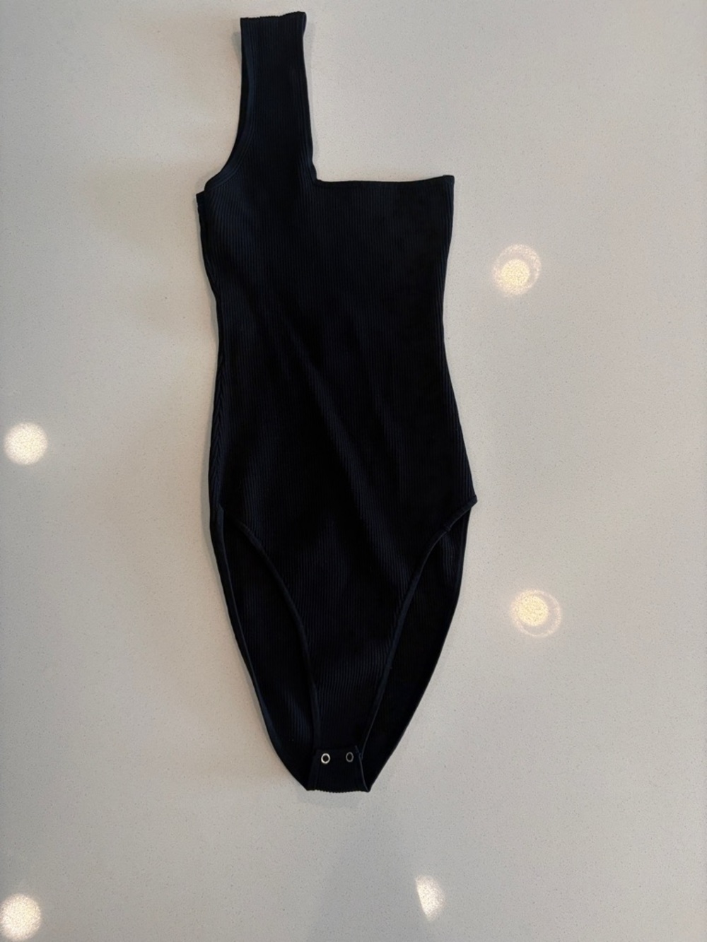Zara One-Piece Black Asymmetric Bodysuit